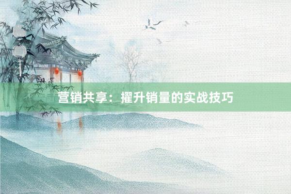 营销共享：擢升销量的实战技巧